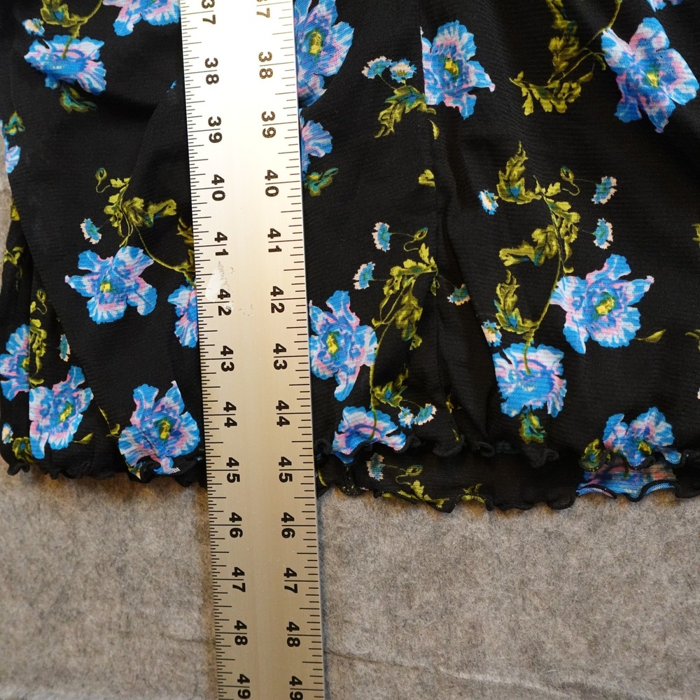 Diane von Furstenberg Dress Women Large Black Floral Rochelle Midi Mesh Ruched - Picture 9 of 11
